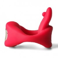 APP Compatible, Mouth Shape with Tongue, Vibrating Cock Ring, 9 Function, Silicone, Waterproof, USB Magnetic Rechargeable, RED